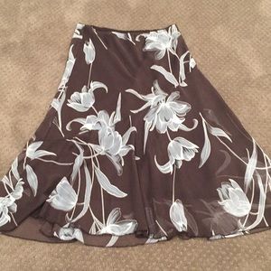 Brown floral skirt cut on bias